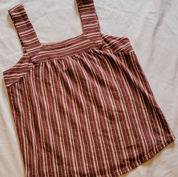 LUCKY BRAND oversized maroon square neck wide strap striped tank - Picture 5 of 10